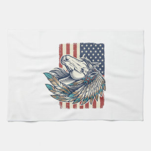 Patriottisch Paard Vlag Vintage Vector T-Shirt Ont Theedoek