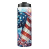Patriottisch Paard Vuurwerk Viering Kunst Thermosbeker (Voorkant)