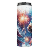 Patriottisch Paard Vuurwerk Viering Kunst Thermosbeker (Achterkant)