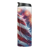Patriottisch Paard Vuurwerk Viering Kunst Thermosbeker (Geroteerd rechts)