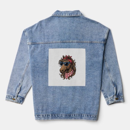Patriottisch paardenkop vector shirt ontwerp_1 denim jacket (Achterkant)