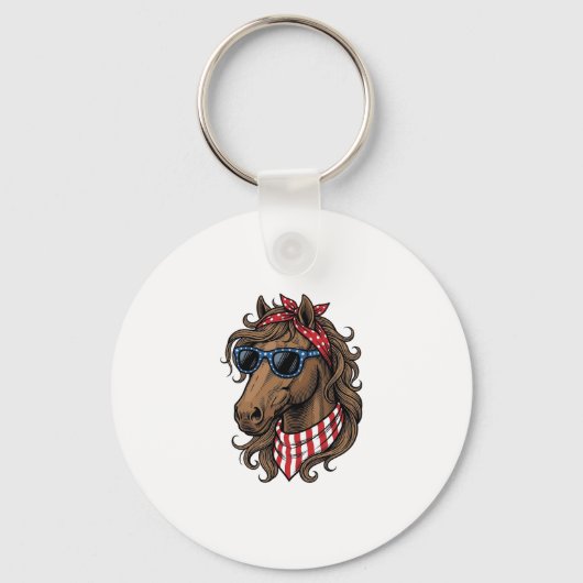 Patriottisch paardenkop vector shirt ontwerp_1 sleutelhanger (Voorkant)