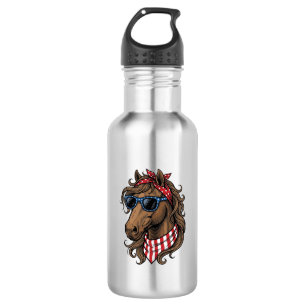 Patriottisch paardenkop vector shirt ontwerp_1 waterfles