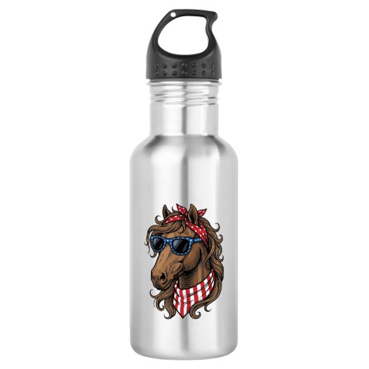 Patriottisch paardenkop vector shirt ontwerp_1 waterfles (Voorkant)