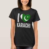 Patriottisch Pakistaans Pakistan Vlag I Love Karac T-shirt (Voorkant)