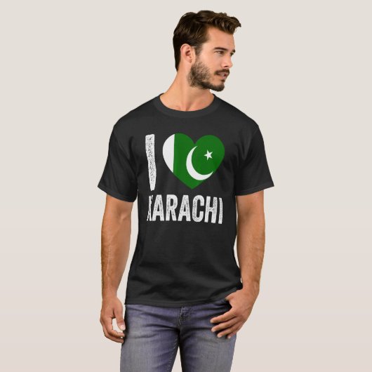 Patriottisch Pakistaans Pakistan Vlag I Love Karac T-shirt (Voorkant volledig)