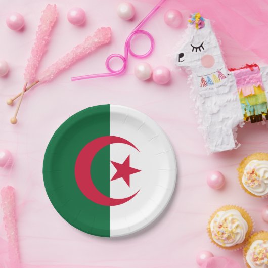 Patriottisch papier bord met Algerijnse vlag (Feest)