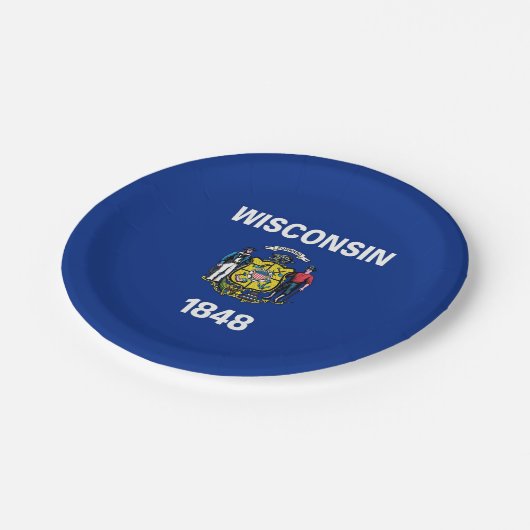 Patriottisch papieren bord met staatsvlag van Wisc (Gekanteld)