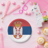 Patriottisch papieren bord met vlag van Servië (Feest)