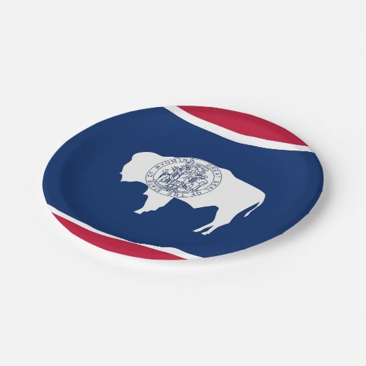 Patriottisch papieren bord met vlag van Wyoming (Gekanteld)