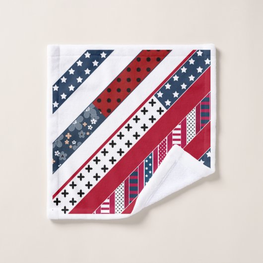 Patriottisch, patchwork bad handdoek (Wasdoekje)