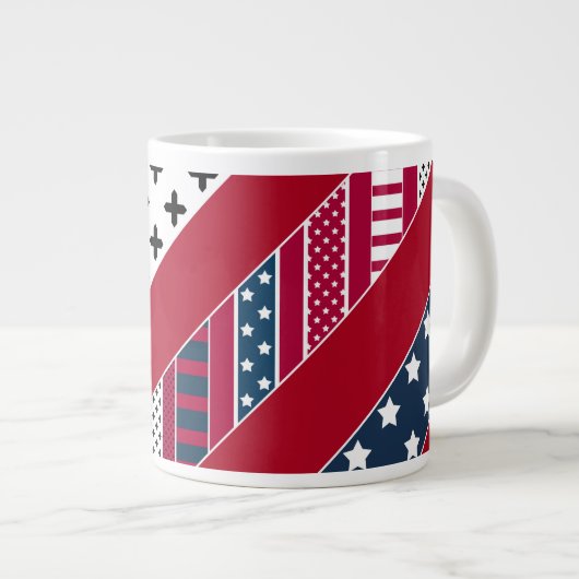 Patriottisch, patchwork grote koffiekop (Voorkant rechts)