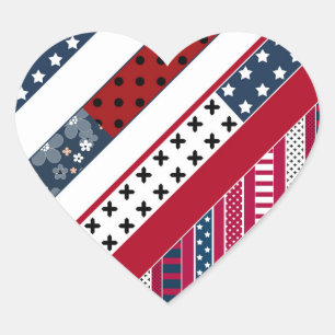 Patriottisch, patchwork hart sticker