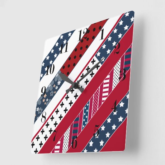 Patriottisch, patchwork vierkante klok (Hoek)