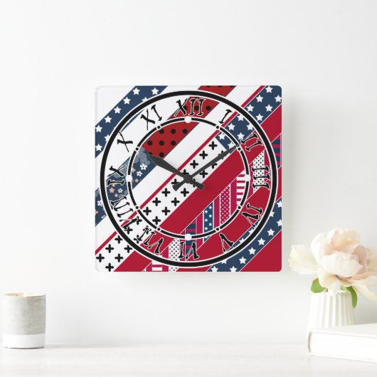 Patriottisch, patchwork vierkante klok (Huis)