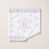 Patriottisch patroon met monogram op WIT en GRIJS Bad Handdoek (Wasdoekje)