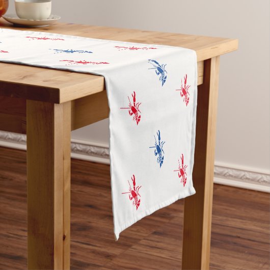 Patriottisch patroon rode witte en blauwe kreeft medium tafelloper (Voorbeeld)