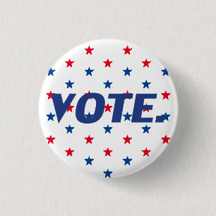 Patriottisch patroon rode witte en blauwe sterren ronde button 3,2 cm