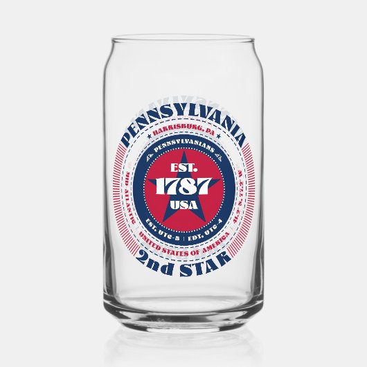 Patriottisch Pennsylvania typografie ontwerp Blikvorm Glas (Achterkant)