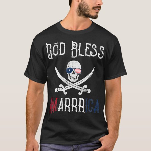 Patriottisch Pirate Gezegde God zegene Amerika Arr T-shirt (Voorkant)