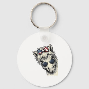 Patriottisch Pony Met Zonnebril Vintage Vector Ont Sleutelhanger