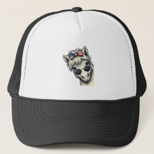 Patriottisch Pony Met Zonnebril Vintage Vector Ont Trucker Pet