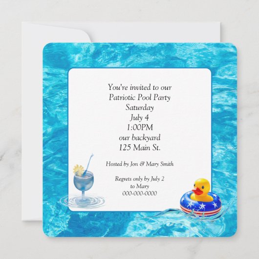 Patriottisch Pool Feest  Kaart (Achterkant)