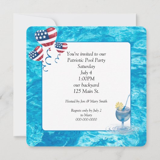 Patriottisch Pool Feest Met Gele Eend Kaart (Achterkant)