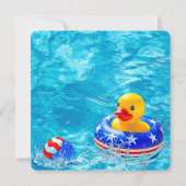 Patriottisch Pool Feest Met Gele Eend Kaart (Voorkant)