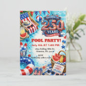 Patriottisch Poolparty Americana BBQ-viering Kaart (Staand voorkant)