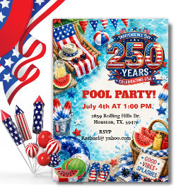 Patriottisch Poolparty Americana BBQ-viering Kaart