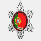 Patriottisch Portugal, buffelgide, Portugese vlag Tin Sneeuwvlok Ornament (Rechts)