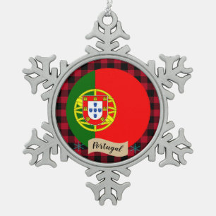 Patriottisch Portugal, buffelgide, Portugese vlag Tin Sneeuwvlok Ornament