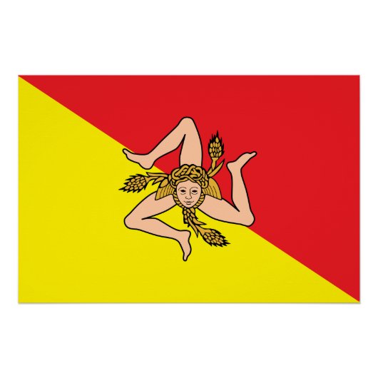 Patriottisch poster met de vlag van Sicilië, Itali (Voorkant)