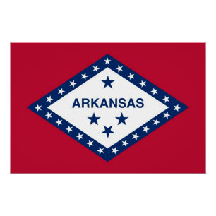 Patriottisch poster met vlag van de staat Arkansas