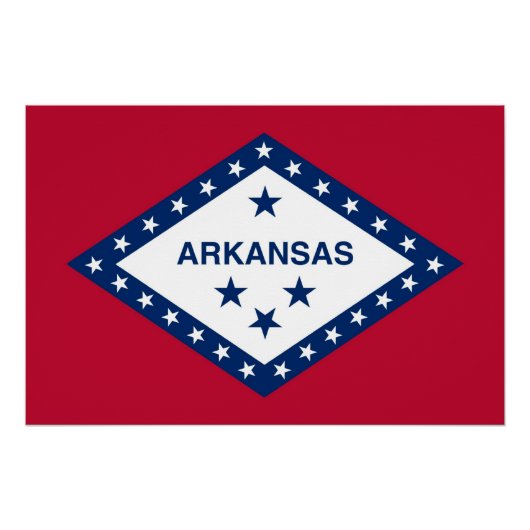 Patriottisch poster met vlag van de staat Arkansas (Voorkant)