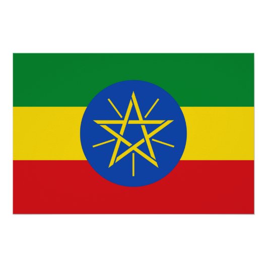 Patriottisch poster met vlag van Ethiopië (Voorkant)