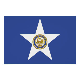 Patriottisch poster met vlag van Houston