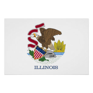 Patriottisch poster met vlag van Illinois