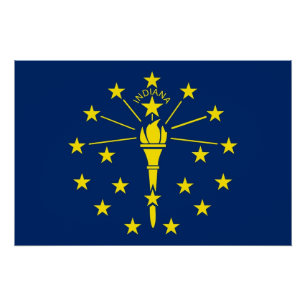 Patriottisch poster met vlag van Indiana