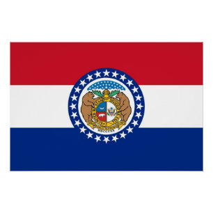 Patriottisch poster met vlag van Missouri