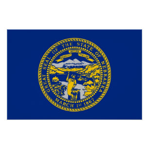 Patriottisch poster met vlag van Nebraska