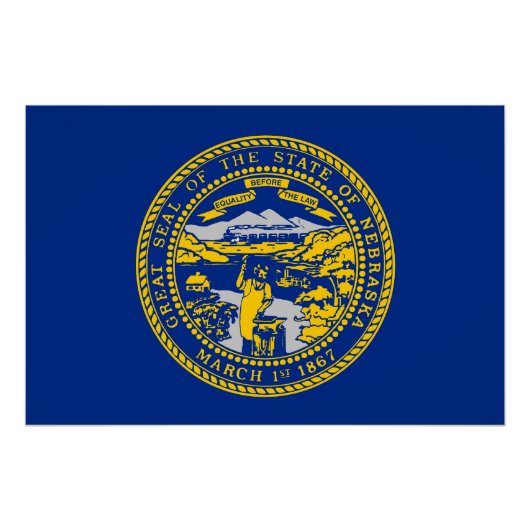Patriottisch poster met vlag van Nebraska (Voorkant)