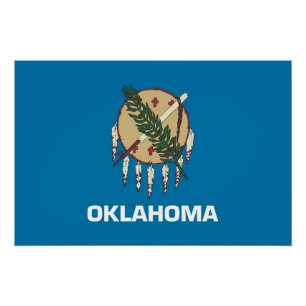 Patriottisch poster met vlag van Oklahoma