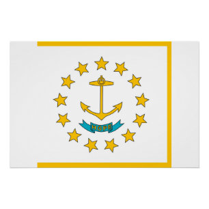Patriottisch poster met vlag van Rhode Island
