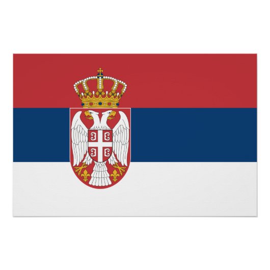 Patriottisch poster met vlag van Servië (Voorkant)
