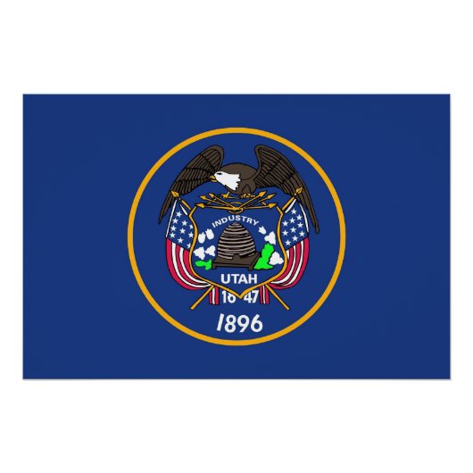 Patriottisch poster met vlag van Utah (Voorkant)