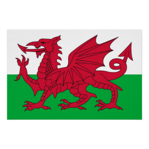 Patriottisch poster met vlag van Wales