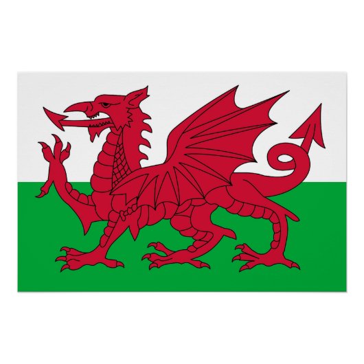 Patriottisch poster met vlag van Wales (Voorkant)