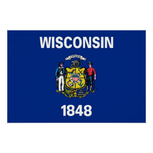 Patriottisch poster met vlag van Wisconsin